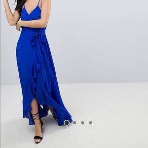 ASOS Blue ruffle wrap dress